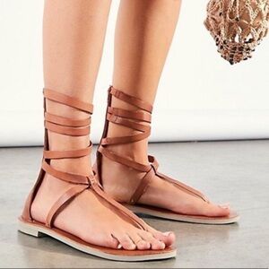 Free People Brown Leather Anya Gladiator Sandals